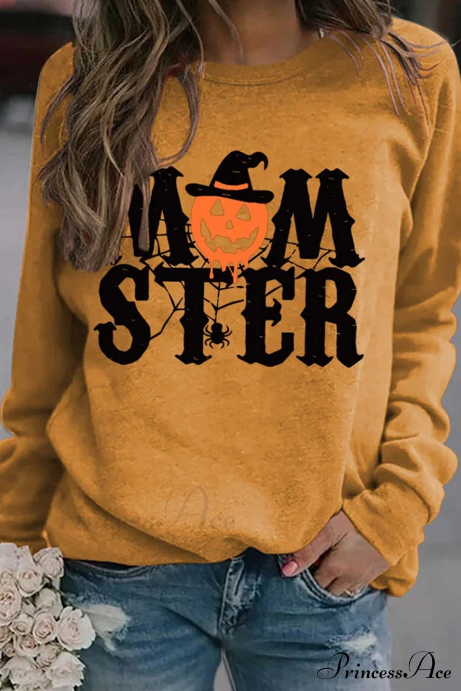 Momster Pumpkin Sweatshirt Yellow / S Sweatshirts