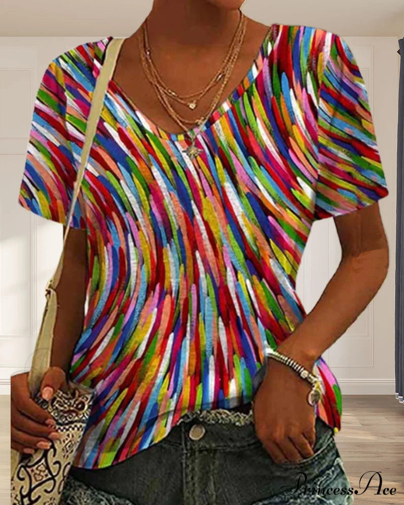 Neck Design Round Colorful T-Shirt T-Shirts