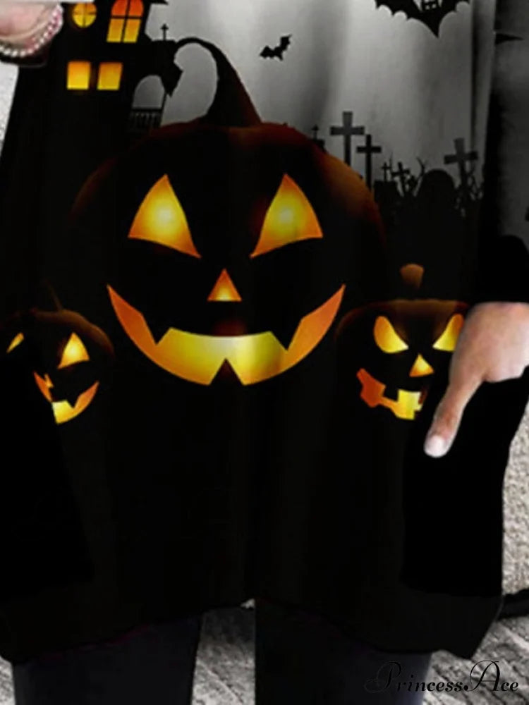 Neck Halloween Women’s Casual - Fall Crew Blouse Pumpkin Long Loose Gown With Winter Fit 2024 T