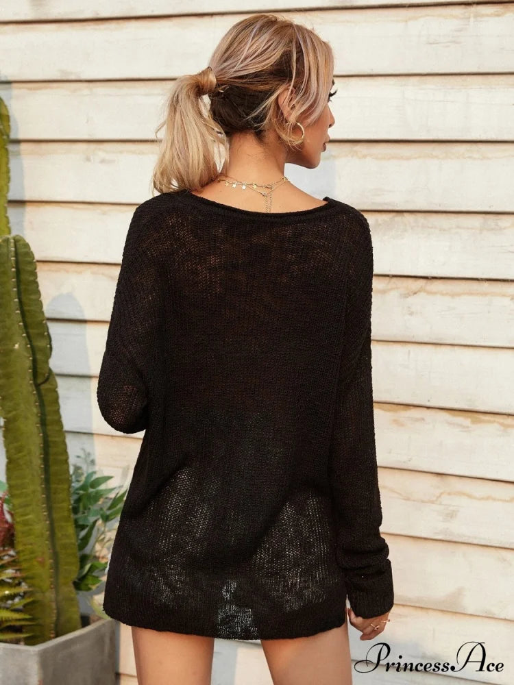 Neck Knit With Notched Top Slit