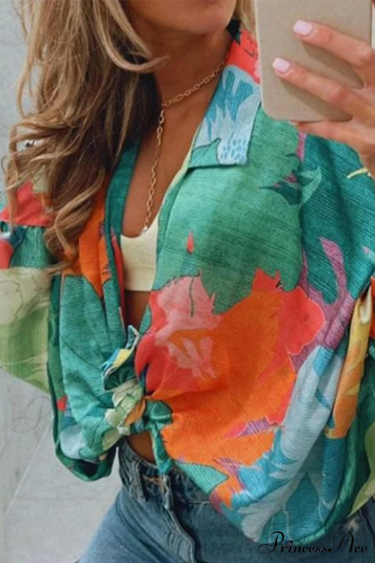 Neckline Blouses 4 In Patchwork Colors Tops/Blouses & Shirts