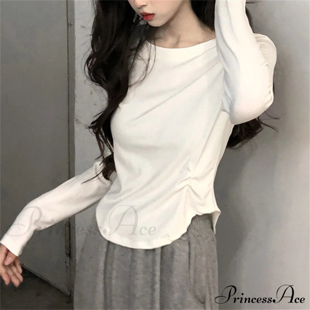 Neckline Shirts White Turn Casual Office Ladies For Arm Slim Long Blouse 2024 Fashion Women Korean