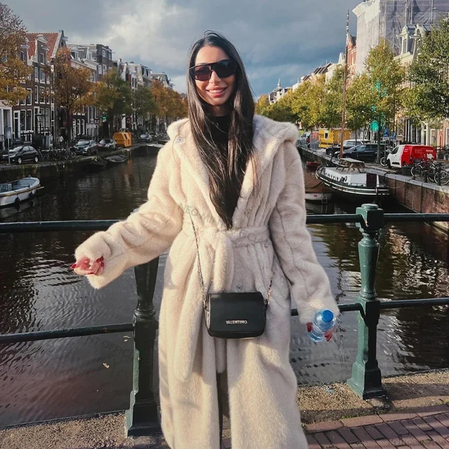 Neo Mint Belted Mink Fur Overcoat