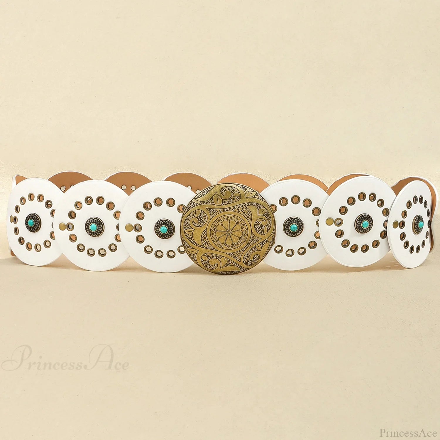 New Gothic Vintage Western Boho Belt white