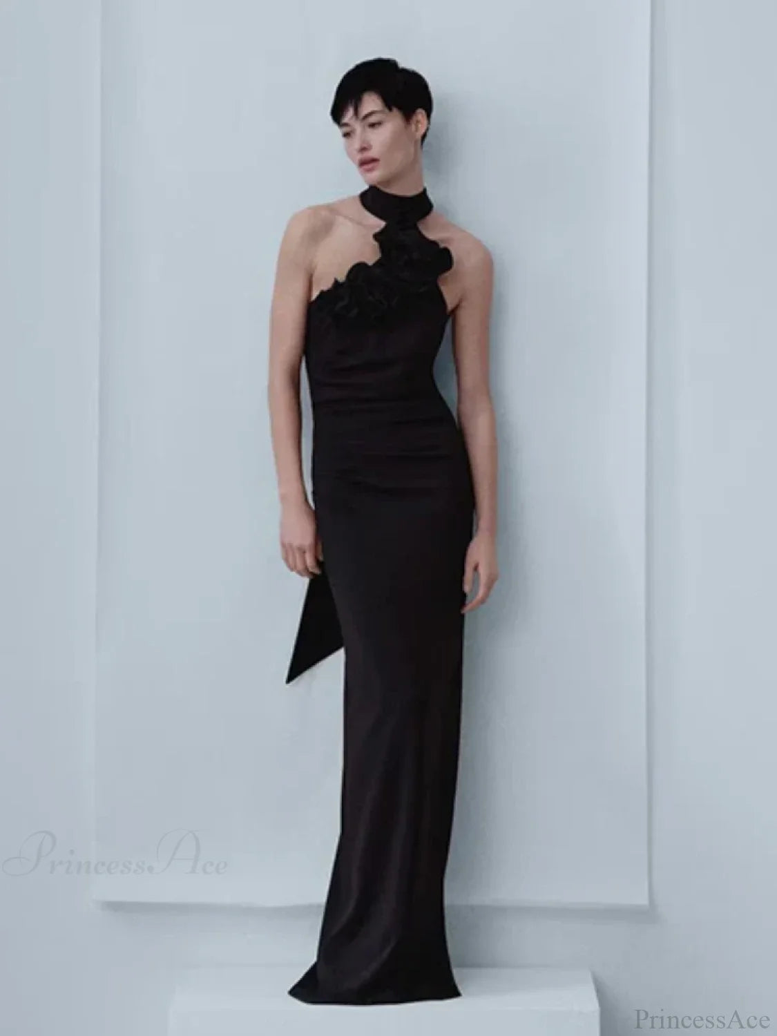 New Summer Sexy Halter Backless Flower Elegant Sleeveless Christmas Party Dress Black / S Dresses-L