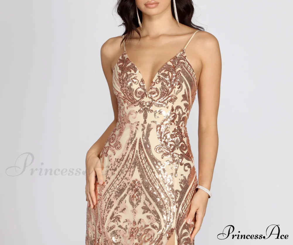 Nia Sequin Stylish Scroll Dress S.o. Long Dresses