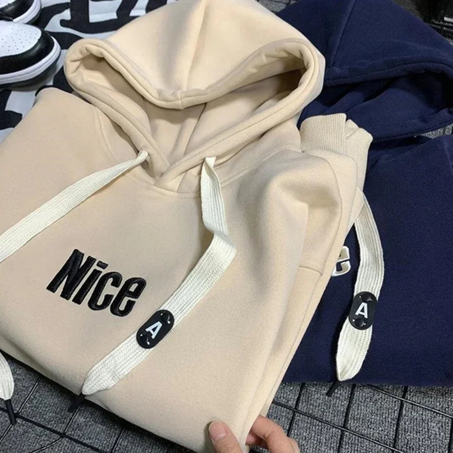 Nice Letter Print Cotton Fleece Hoodie