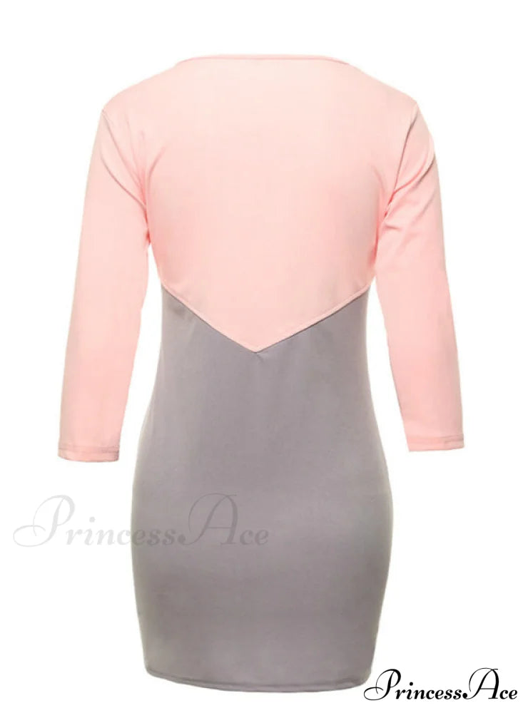 O-Neck Mini Dress With Three Quarter Sleeves M / Black Dresses