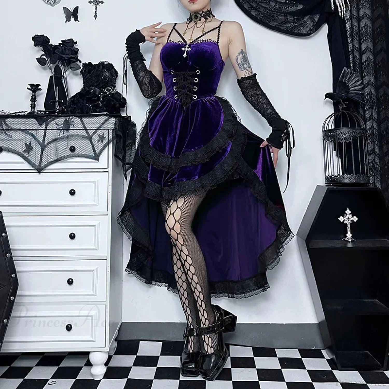 Obscure Attractive Cinch Waist Pull Midi Dress