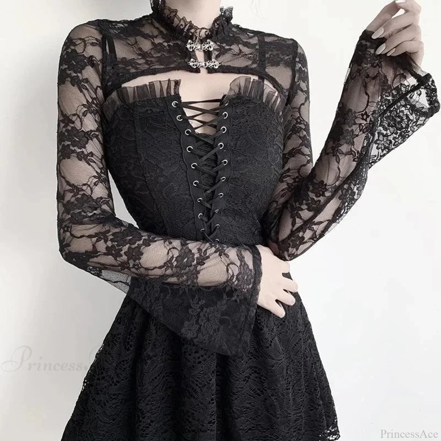 Obscure Gothic Lace Mesh Blouse