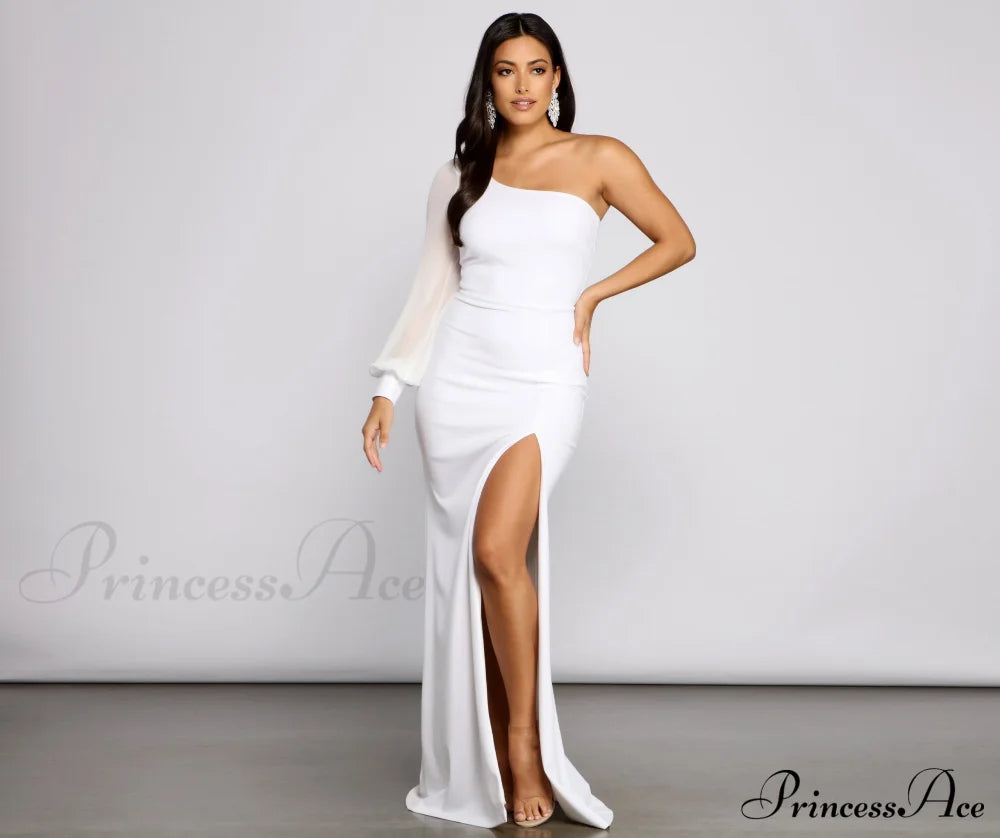 Odette Formal One Shoulder Crepe Mermaid Dress - Lady Occasions