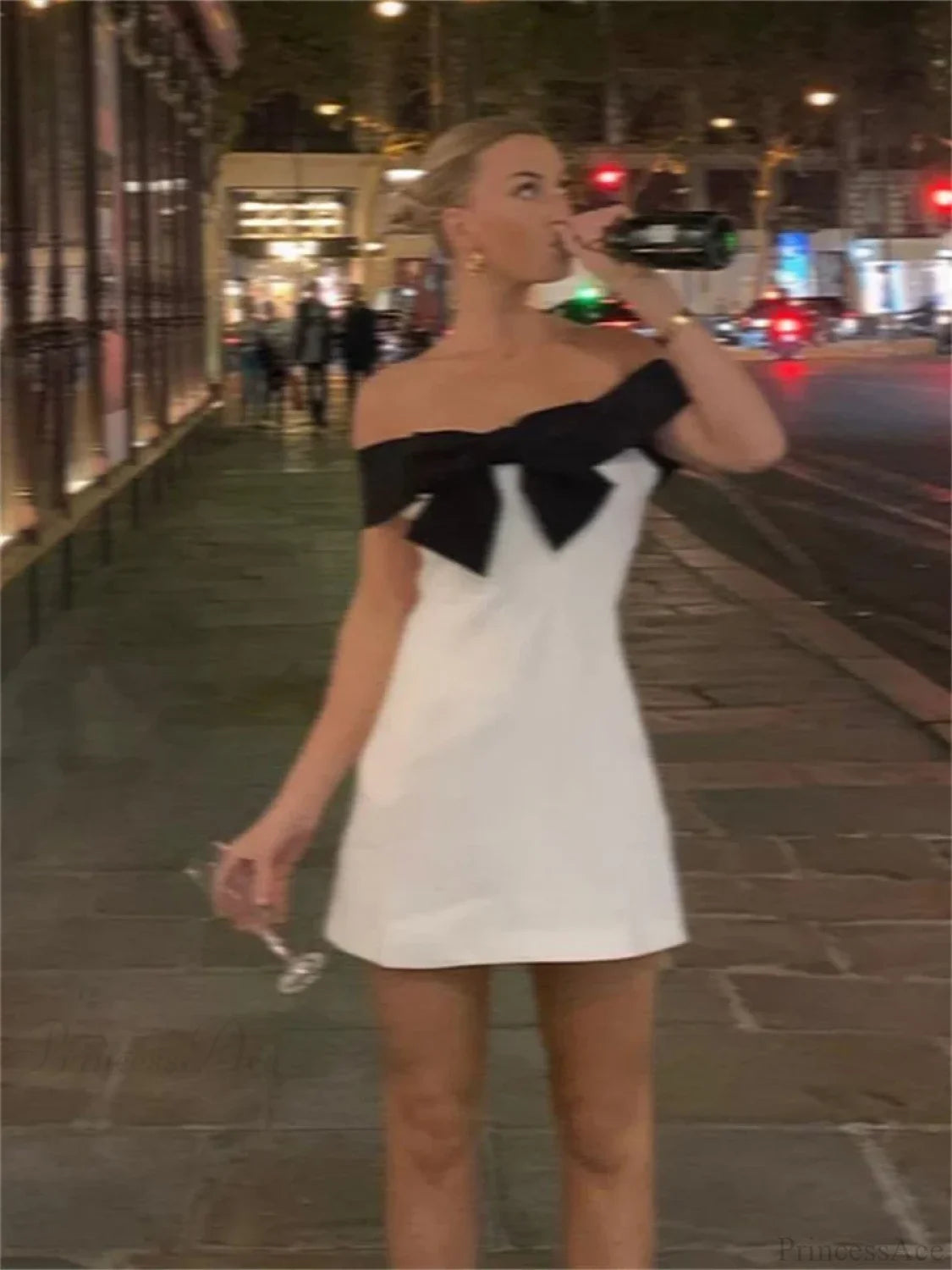 Off-Shoulder Bowknot Wrap Mini Dress minidress-250223