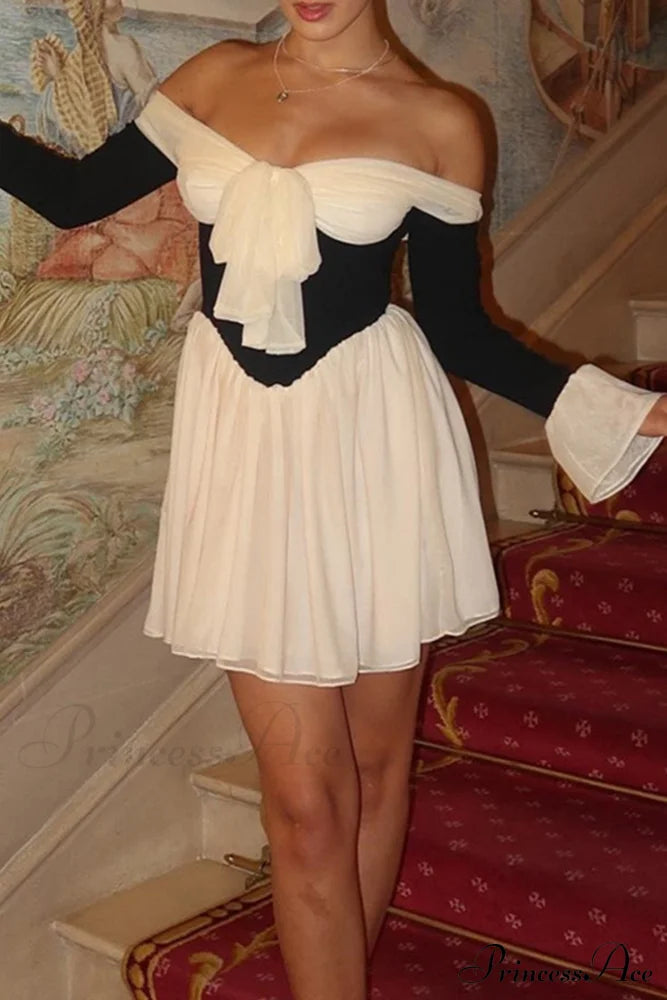 Off Shoulder Corset Dress With Bow Mini Dresses