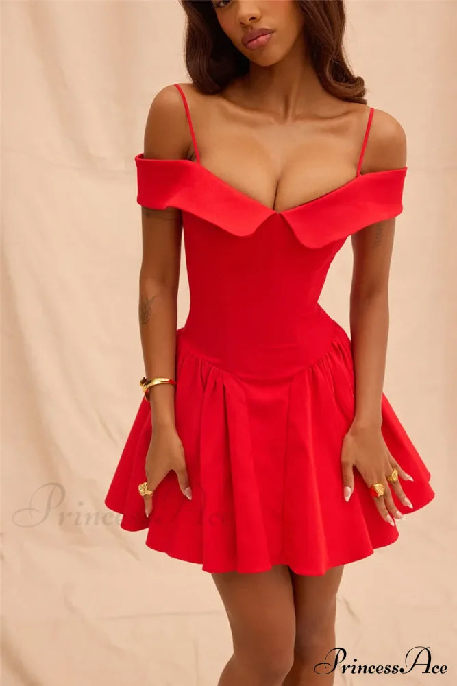 Off-Shoulder Frill Stylish Mini Dress