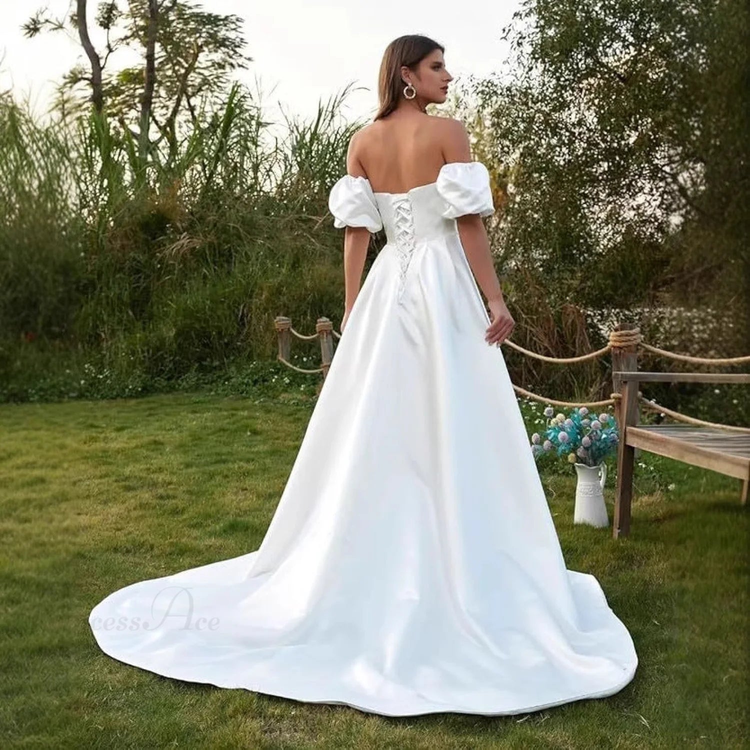 Off-Shoulder Long Wedding Dress weddingdress-250223