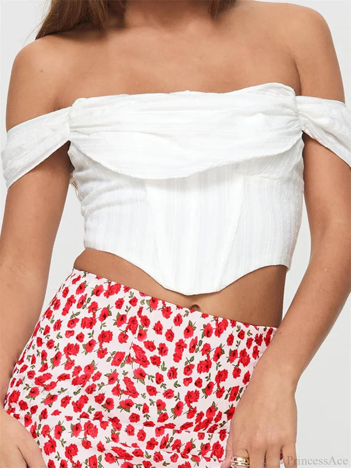 Off Shoulder Solid Zip Backless Tee Crop Top croptop-250126