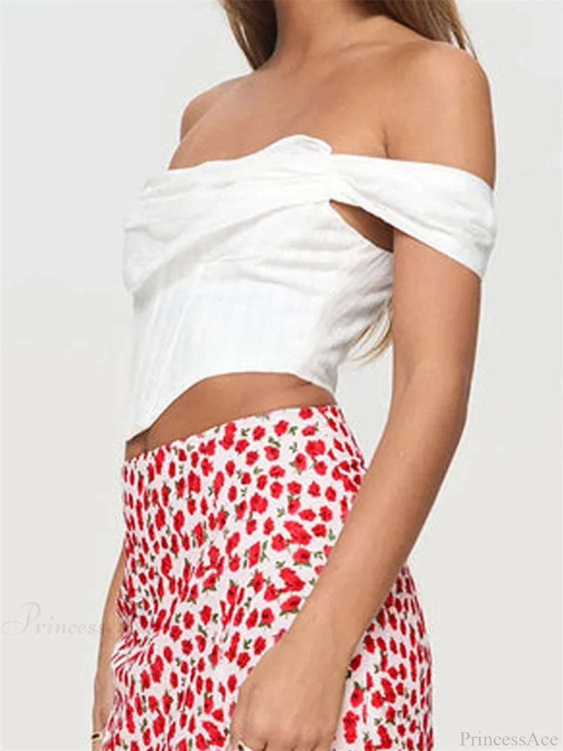 Off Shoulder Solid Zip Backless Tee Crop Top croptop-250126