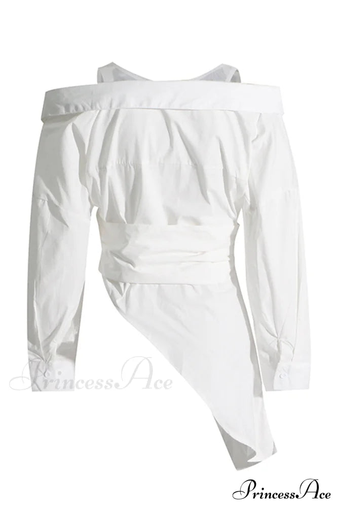 Off Shoulder Striped Blouse With Irregular Long Sleeves Blouses