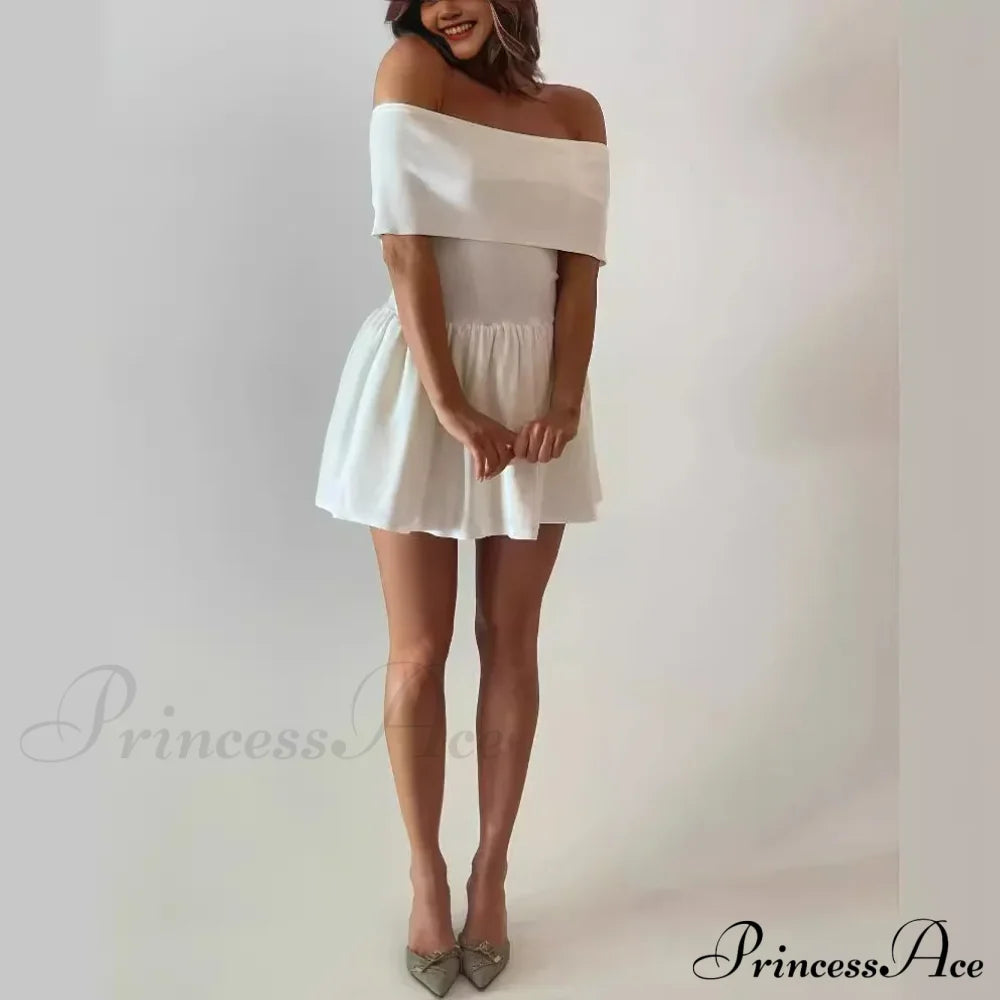 Off Shoulder Stylish Pleated Mini Dress