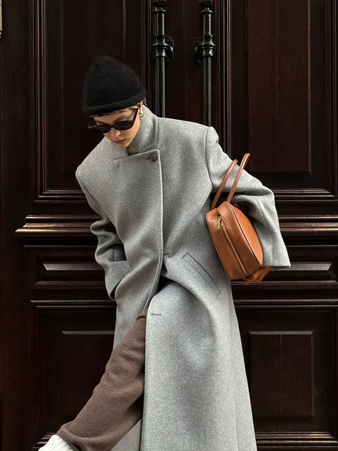 One Button Woolen Long Coat