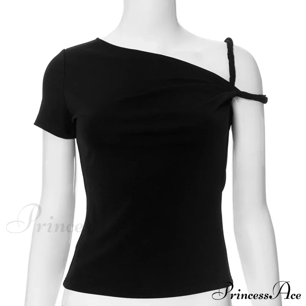 One Shoulder Stylish Twisted Sleeve Top Tank Tops