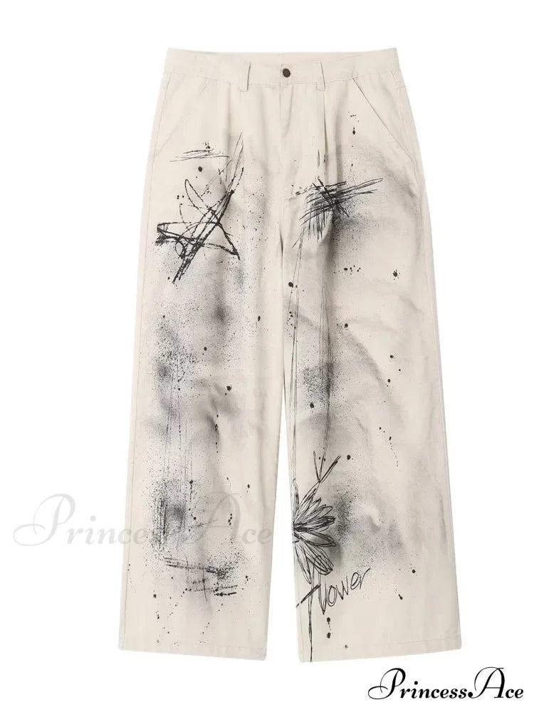 Original Speckler Artist Ink Graffiti Loose Straight Tube Casual Women’s Jean