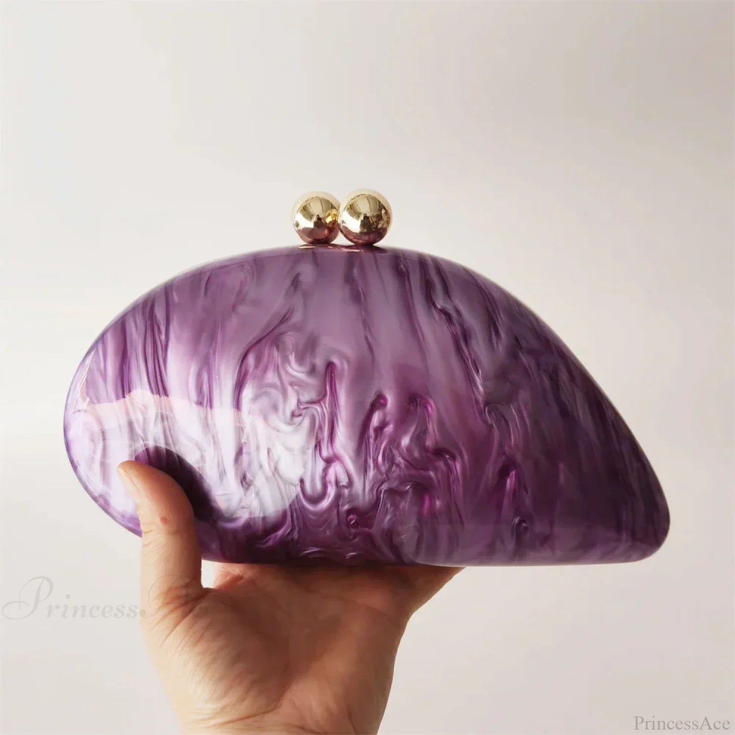Oval Purple Shell Acrylic Clutch Bag Crossbody clutchbag-250126