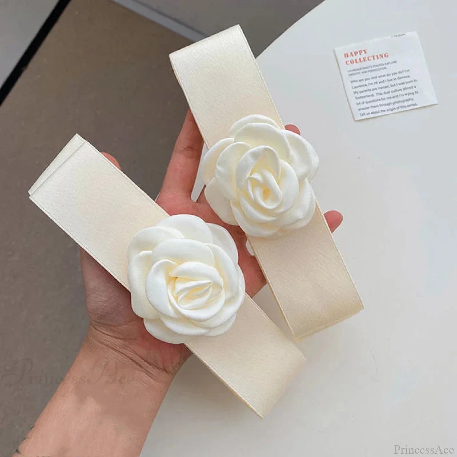 Oversized Bow Knot Fabric Rose Top Clip Hair Accessory For Christmas Accessories-L