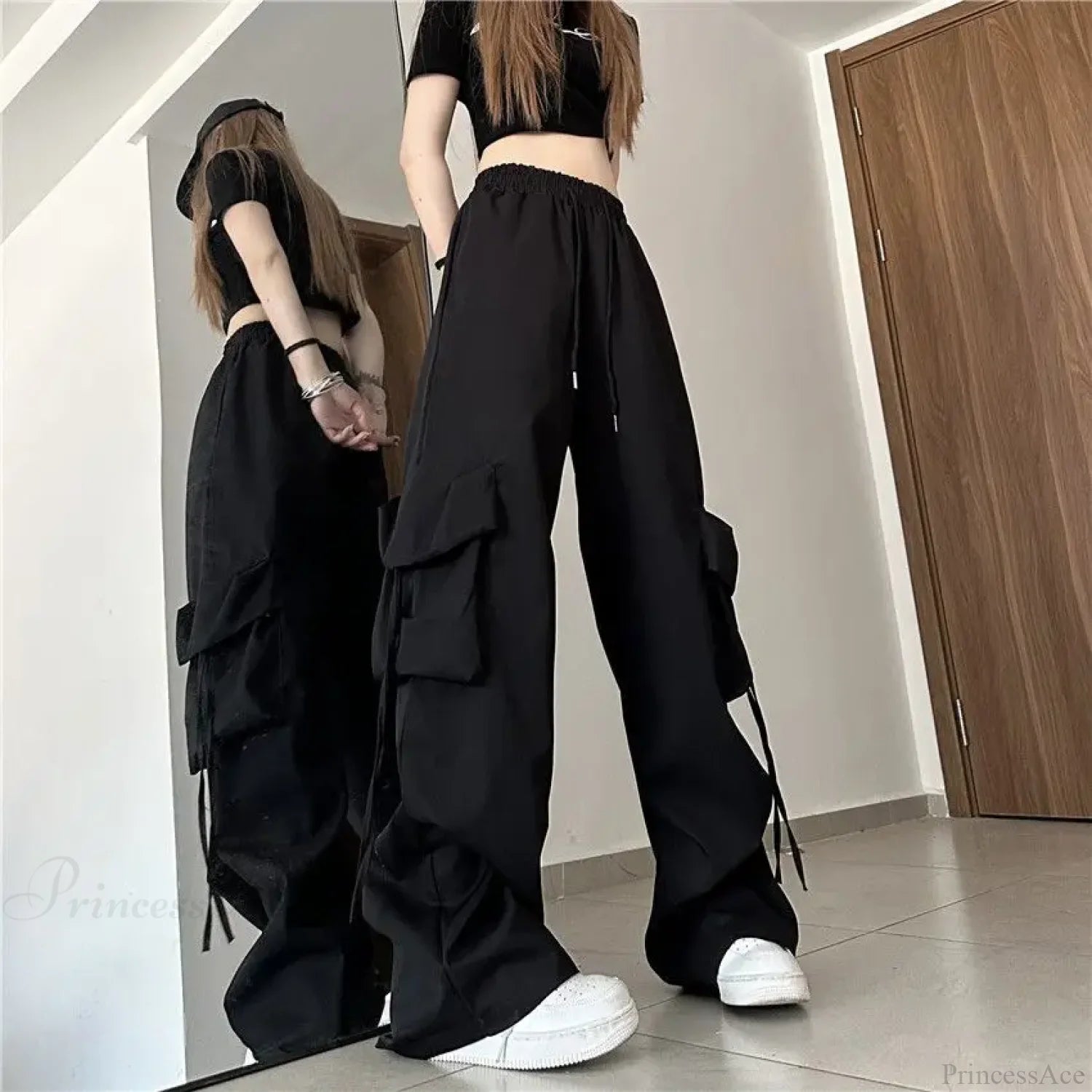 Oversized Cargo Streetwear Casual Pants Black / S
