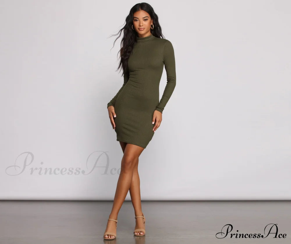 Own Knit Stylish Ruched Mini Dress Casual Dresses