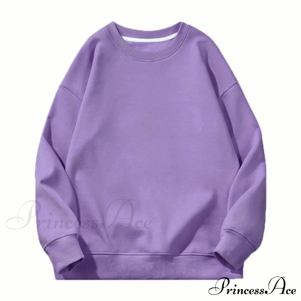 Pants Plus Fleece Casual Women Sweatshirt Couple Tracksuit Unisex Hoodies 2-Piece Size 1-Purple / Xl