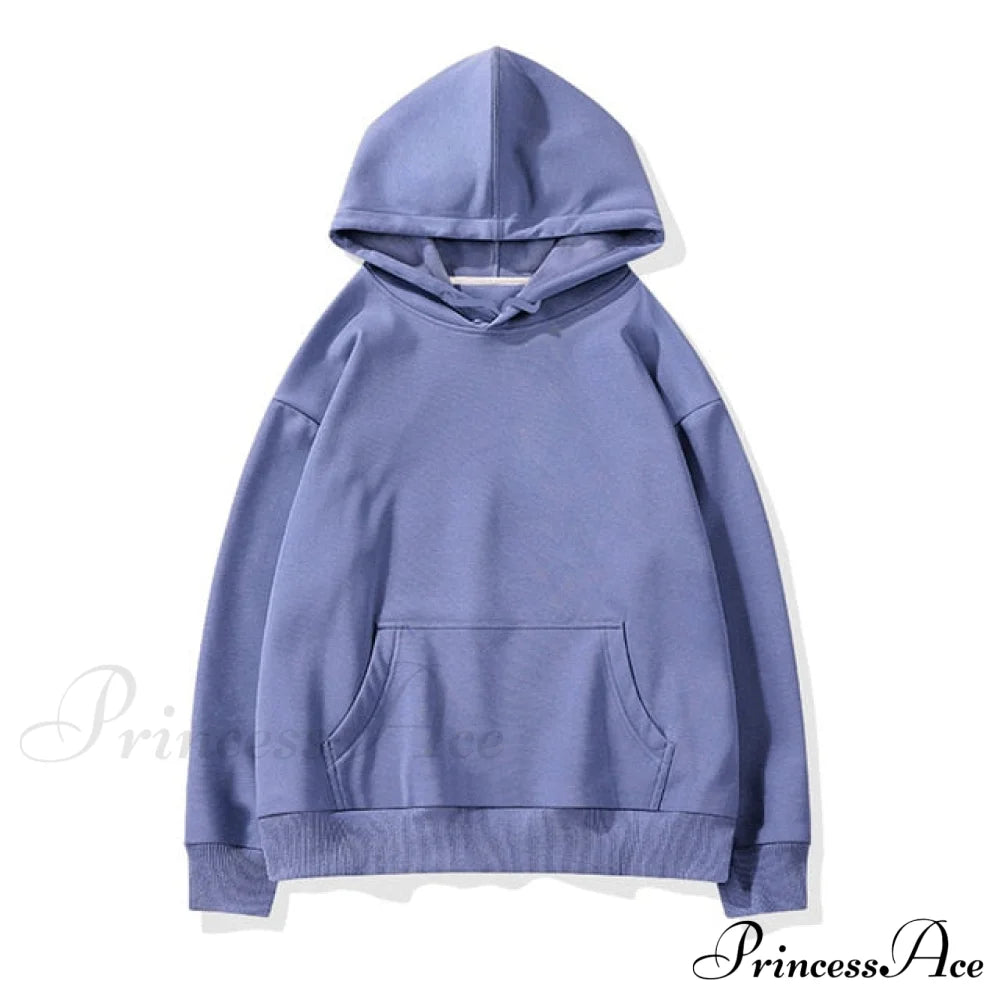 Pants Plus Fleece Casual Women Sweatshirt Couple Tracksuit Unisex Hoodies 2-Piece Size Hoodie-Blue