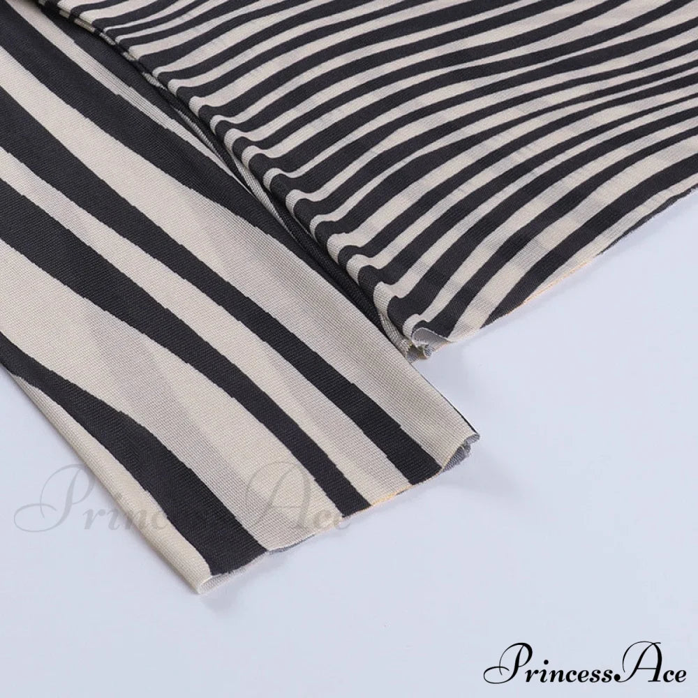 Pants Suit Sexy Costume Zebra Co-Ord Striped Tracksuit For Mesh + Set 2 T-Shirt Piece Long Autumn