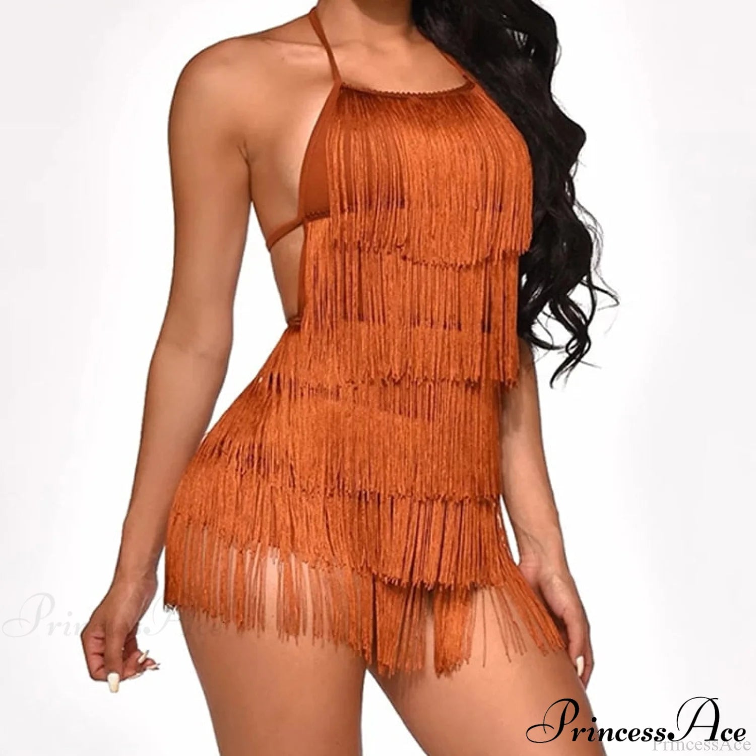 Party Fringe Bandage Halter Warm-Season Club Bodycon Tassel Gown Mini Casual 2024 Backless Vestidos