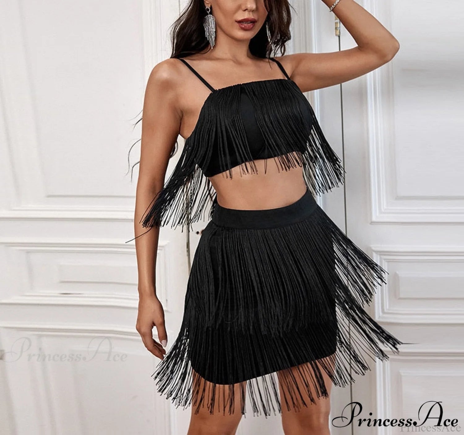 Party Fringe Bandage Halter Warm-Season Club Bodycon Tassel Gown Mini Casual 2024 Backless Vestidos