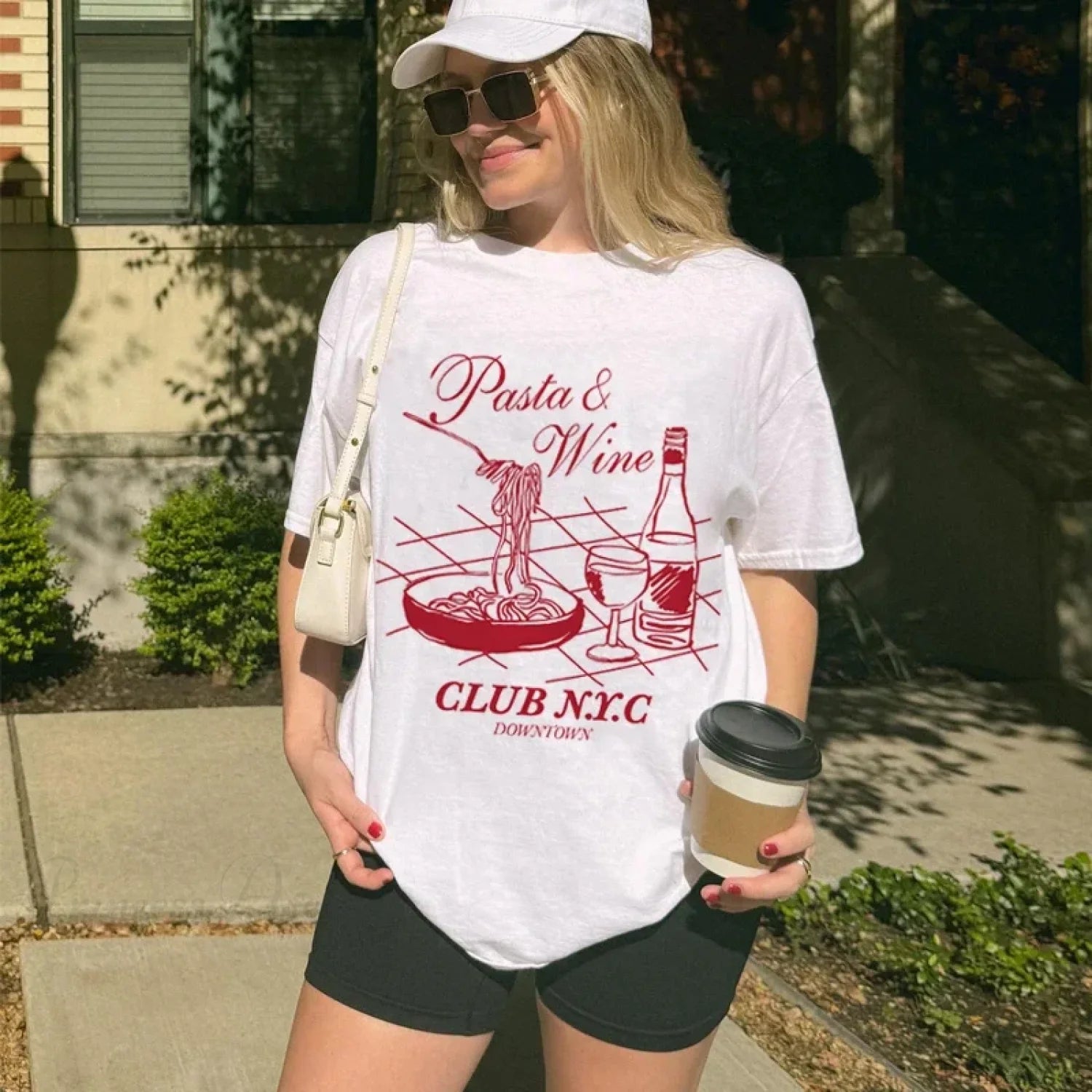 Pasta Wine Club Retro Aesthetic T-shirt WHITE / S t-shirt-250223