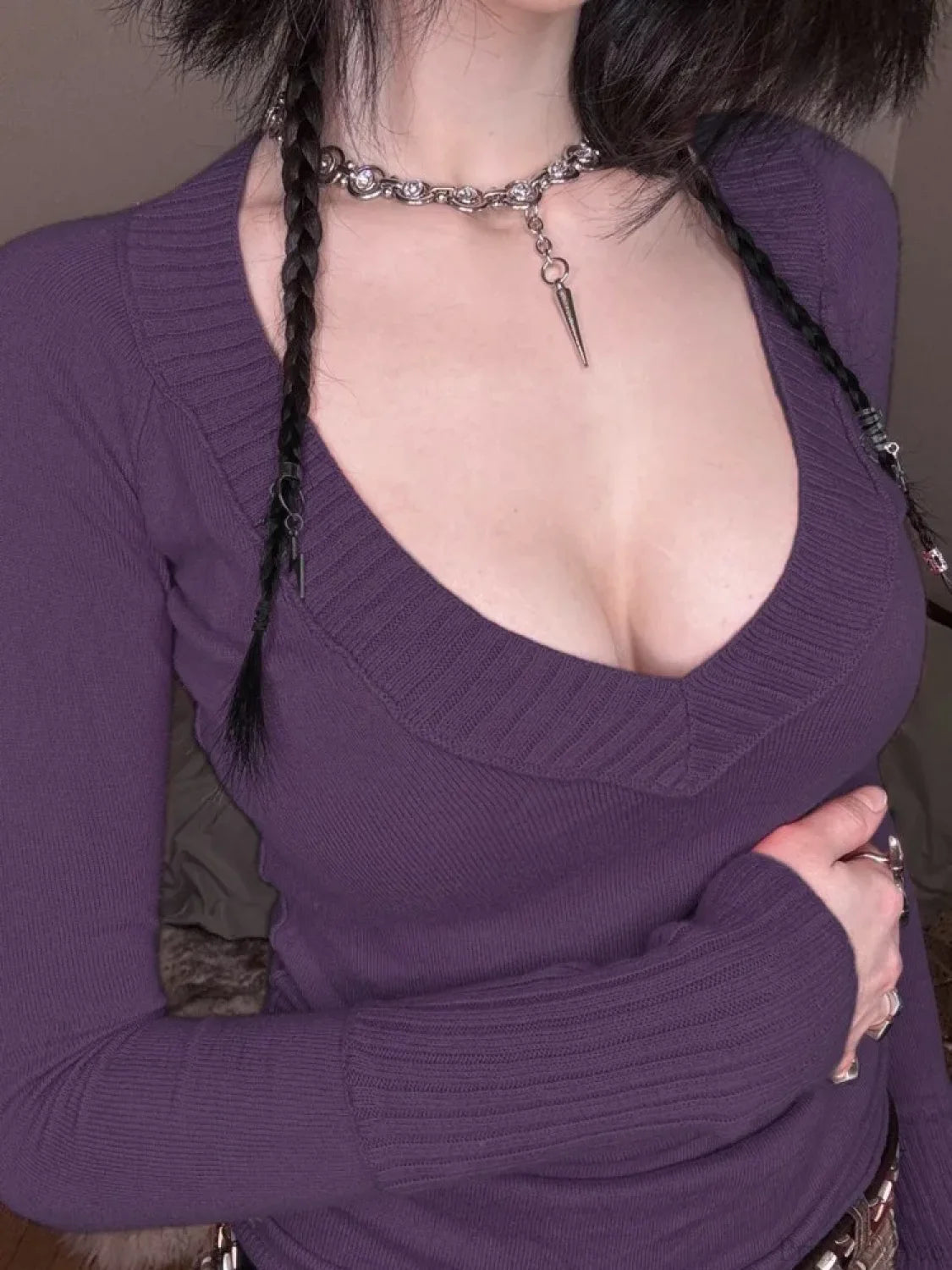 Pastel V-neck Knit Top