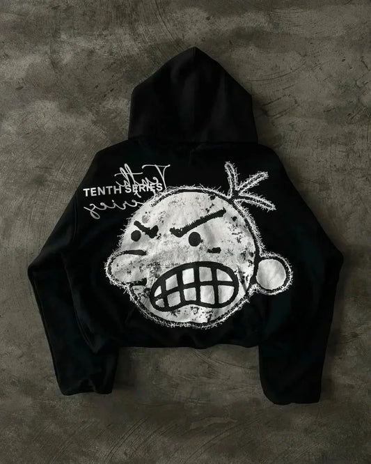 Patched Pullover Sweatshirt Hoodie black 2 / S