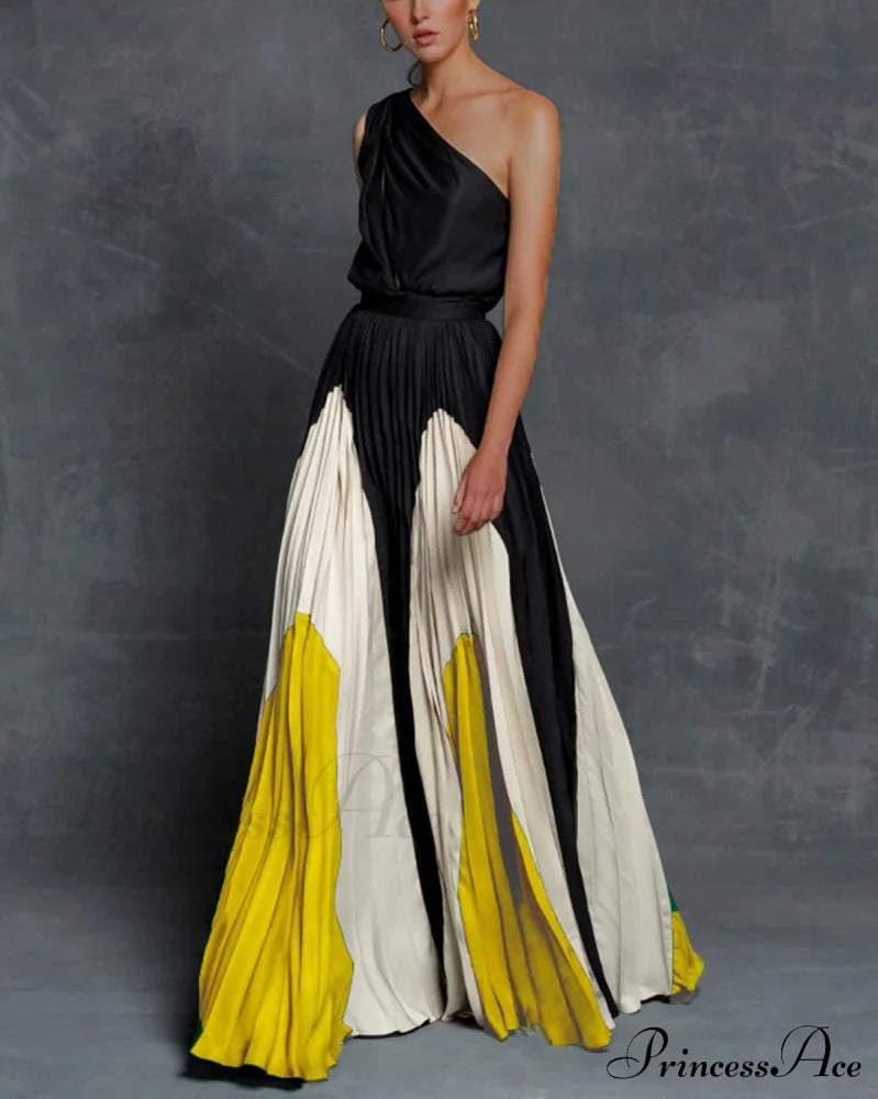 Patchwork Black Club Party High Night One Women’s Gown Off - Street Shoulder Dress