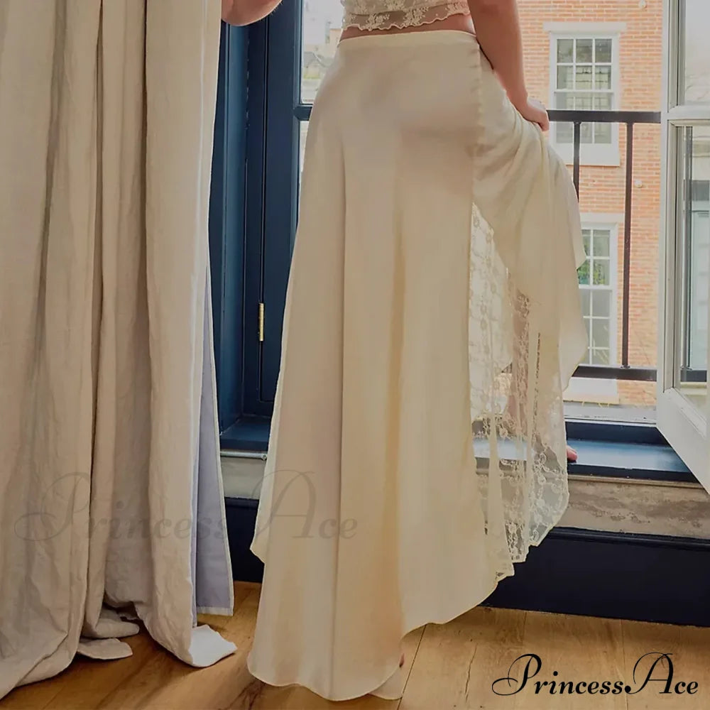 Patchwork Lace Midi Low Waist Summer Skirt