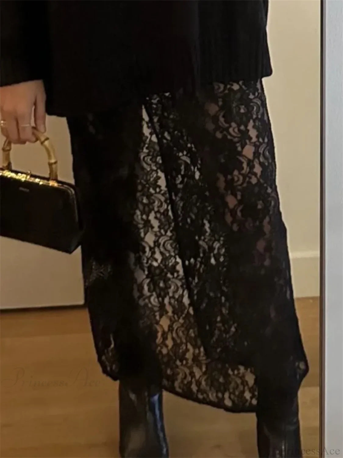 Patchwork See-Through Maxi Skirt skirts-250223