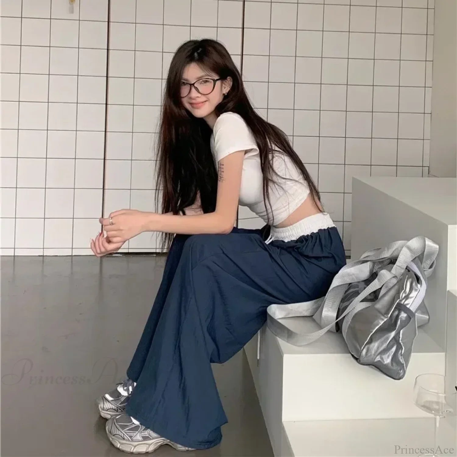 Patchwork Wide Leg Casual Drape Straight Pant pant-250223