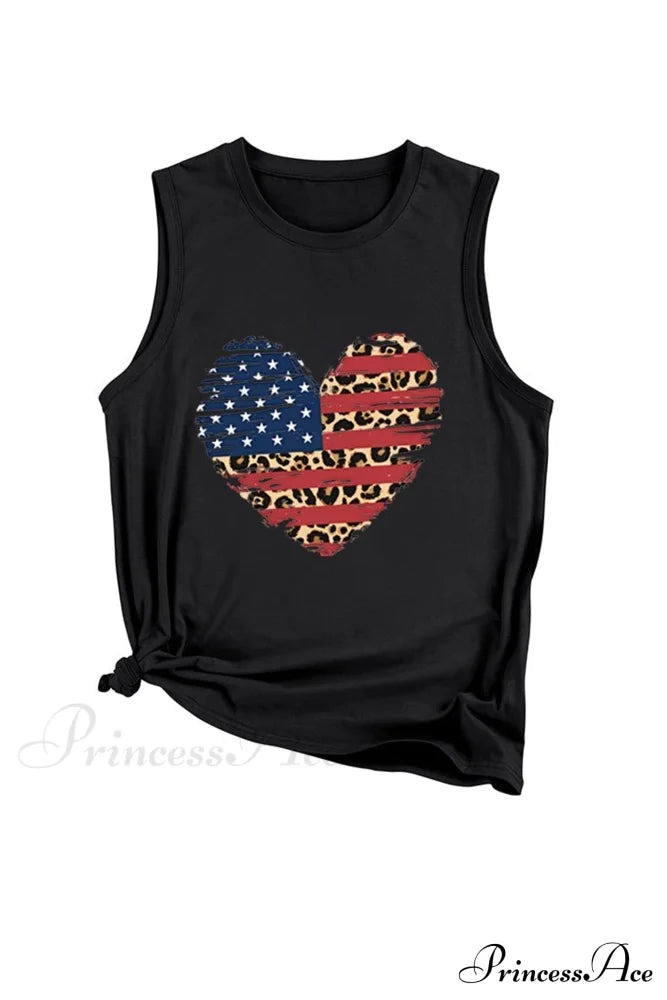 Peach Heart Flag Sleeveless T-Shirt Black / S Tees