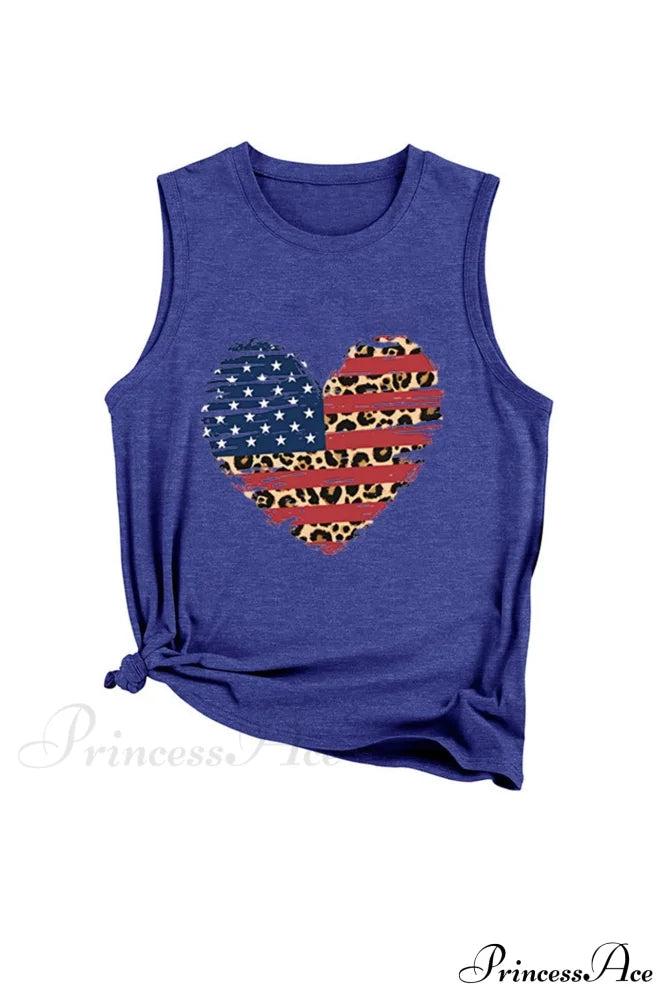 Peach Heart Flag Sleeveless T-Shirt Blue / S Tees
