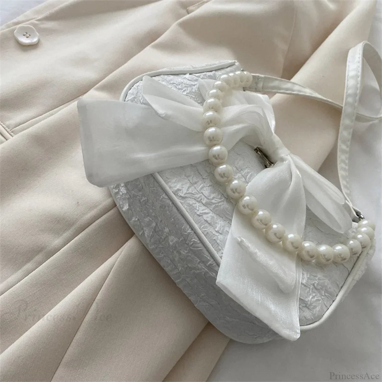 Pearl Bow Crossbody Canvas Shoulder Handbag handbag-250126