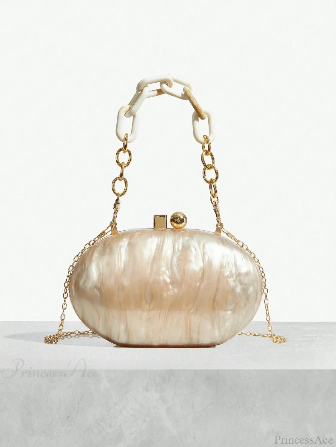 Pearl Brown Orange Acrylic Box Evening Clutch Bag picture show2 clutchbag-250126