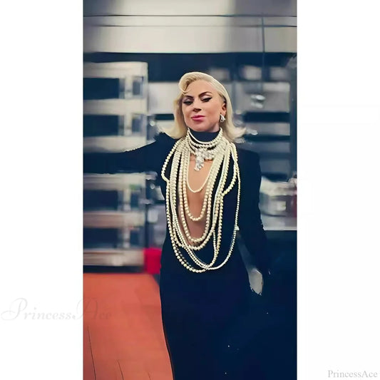 Pearl Embellished Sheer Sleeve Prom Dress black / XS promdress-250223