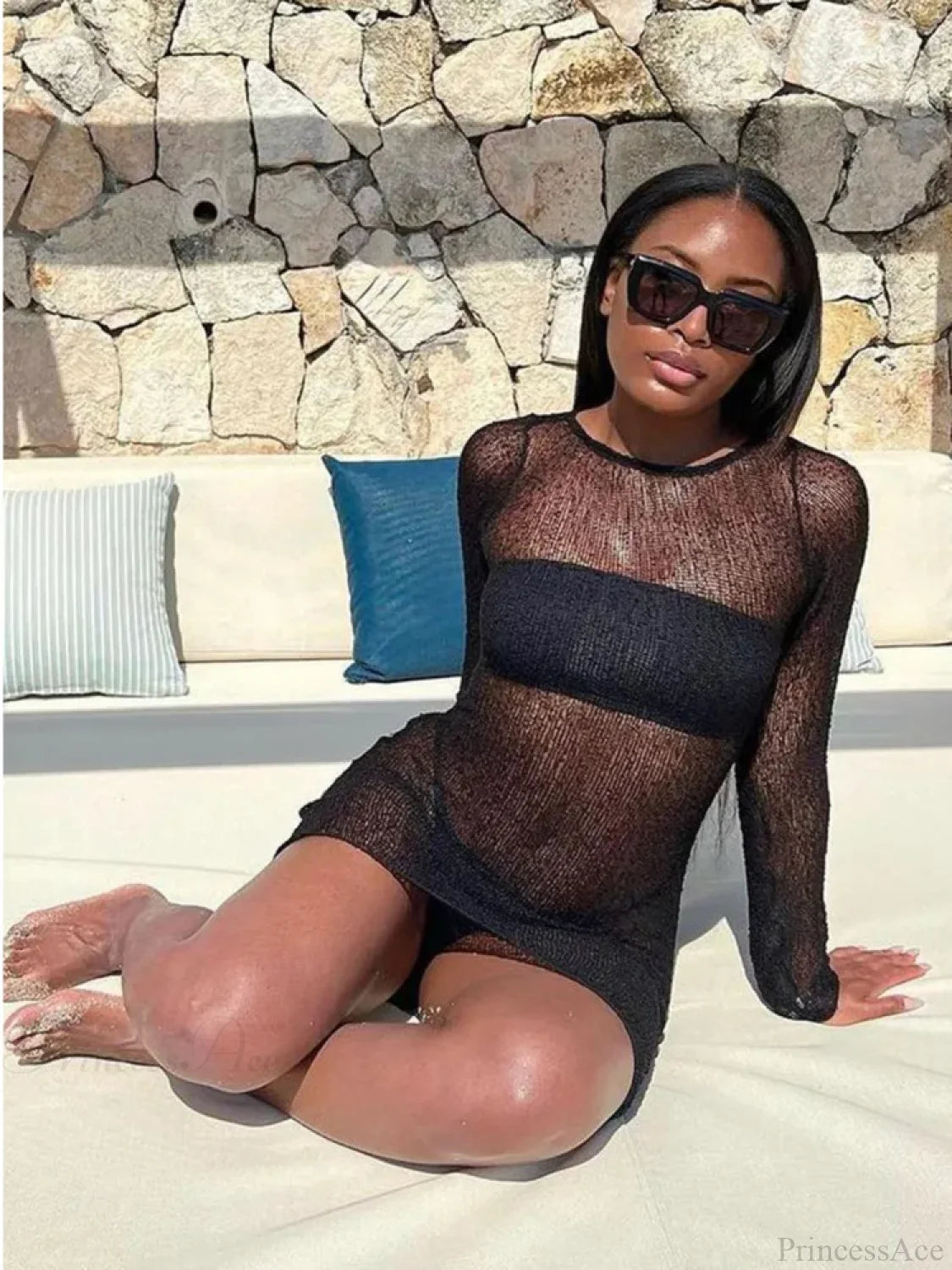 Perspective Long Sleeve Mini Dress Black / S minidress-250223