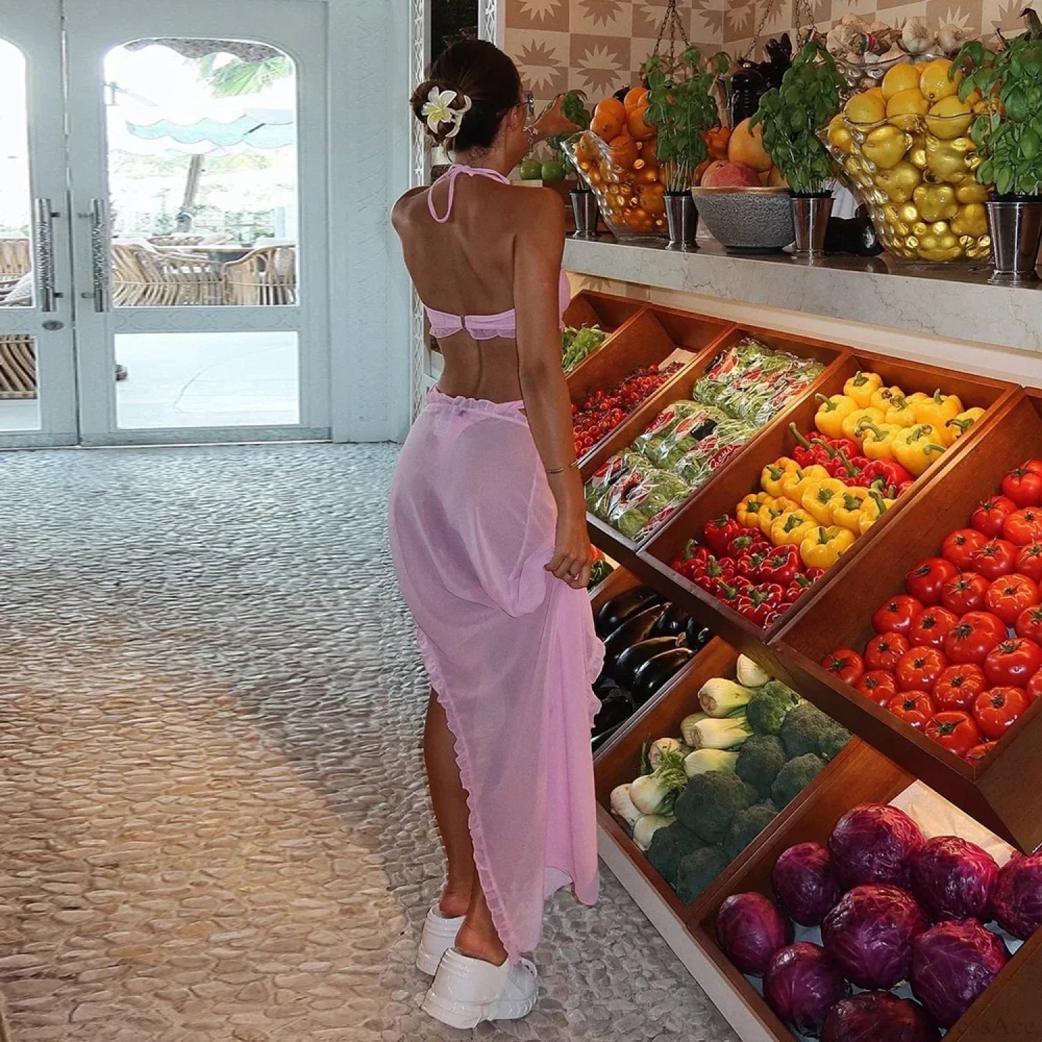 Pink Bandeau Brazilian Three Piece Swimsuit Pink / S