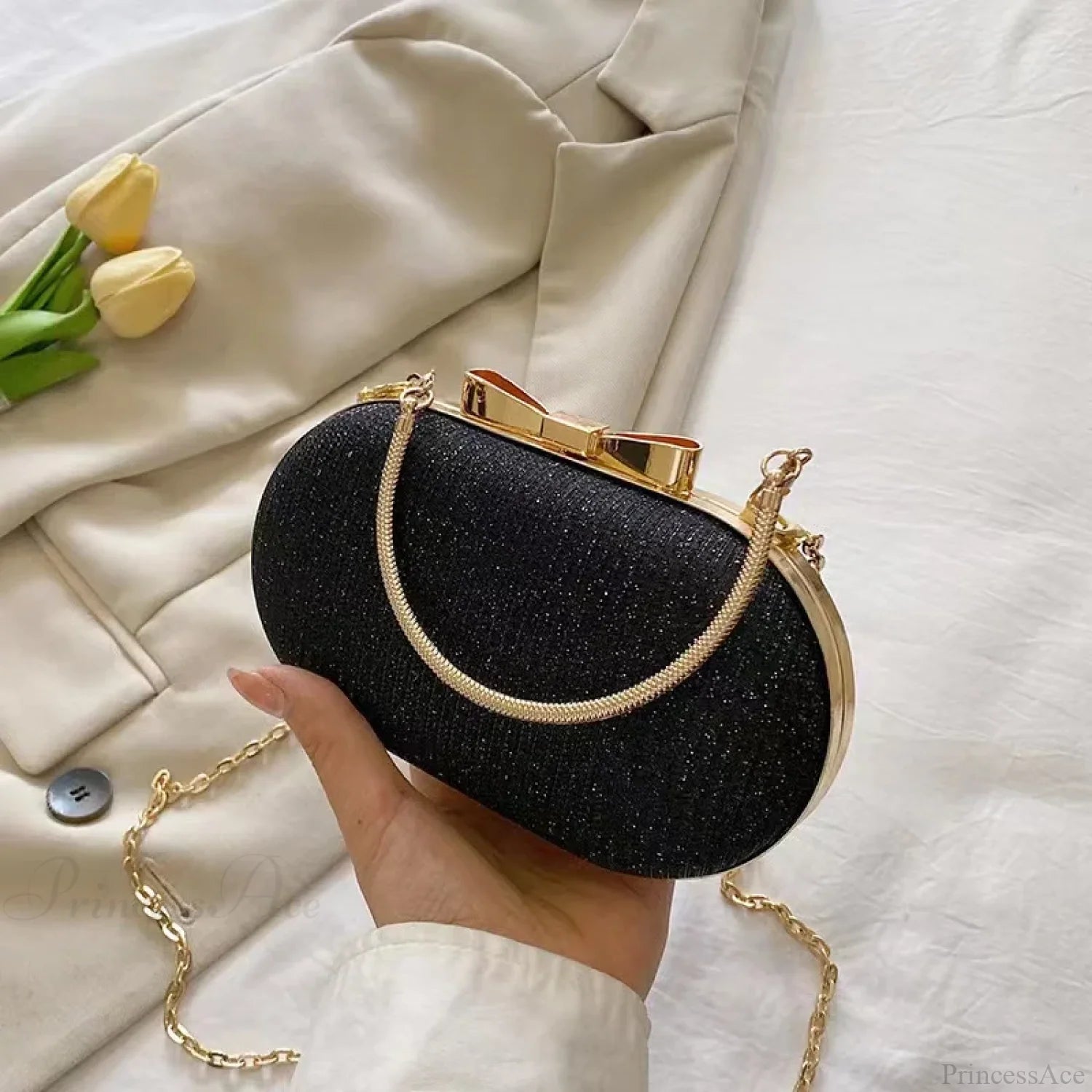 Pink Bling Sequins Evening Designer Luxury Crossbody Clutch Bag Black clutchbag-250126